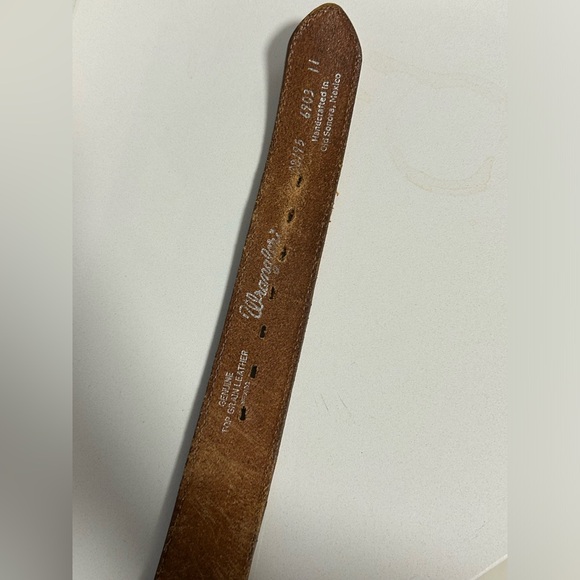 Wrangler men’s belt leather with decorative weave silver tone buckle size 38 - Picture 13 of 13